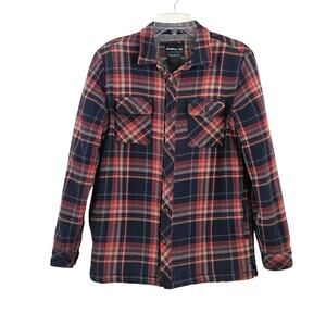 O'Neill Sherpa Lined Flannel Shirt Shacket Plaid Button Front sz S